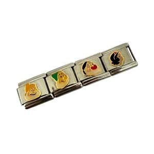 NWT 9mm Y2K VTGDisney Snow White & Dwarfs Silver Stainless Steel Italian Charms